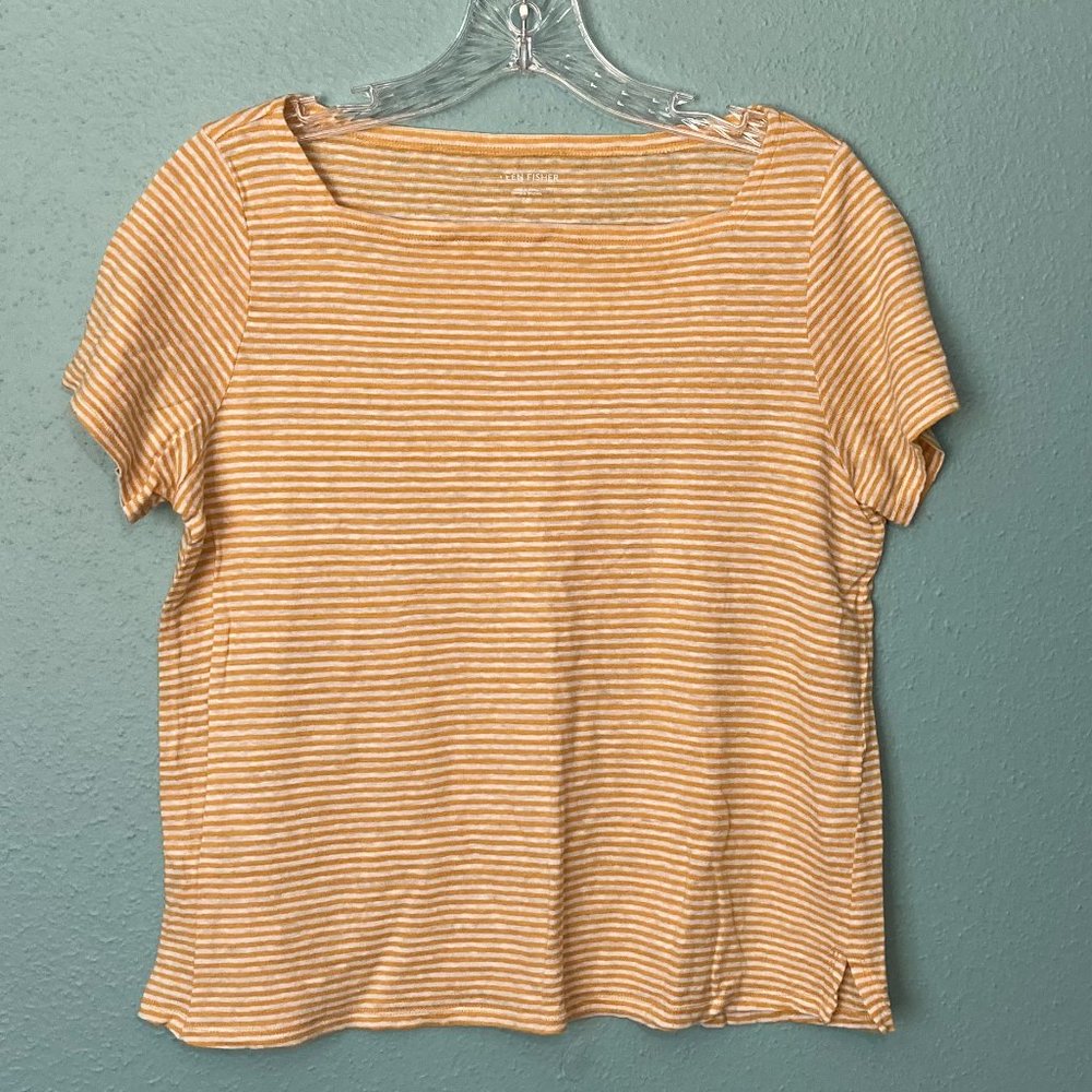 Eileen Fisher striped square neck boxy crop tee